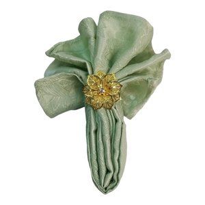 Home Wear Cloth Napkins and Rings Set of 4  18" x 18" Dinner Party Medley Sage